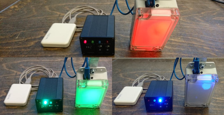 Traffic light indicator system for vaccination center treatment room with up to three lights free/occupied 