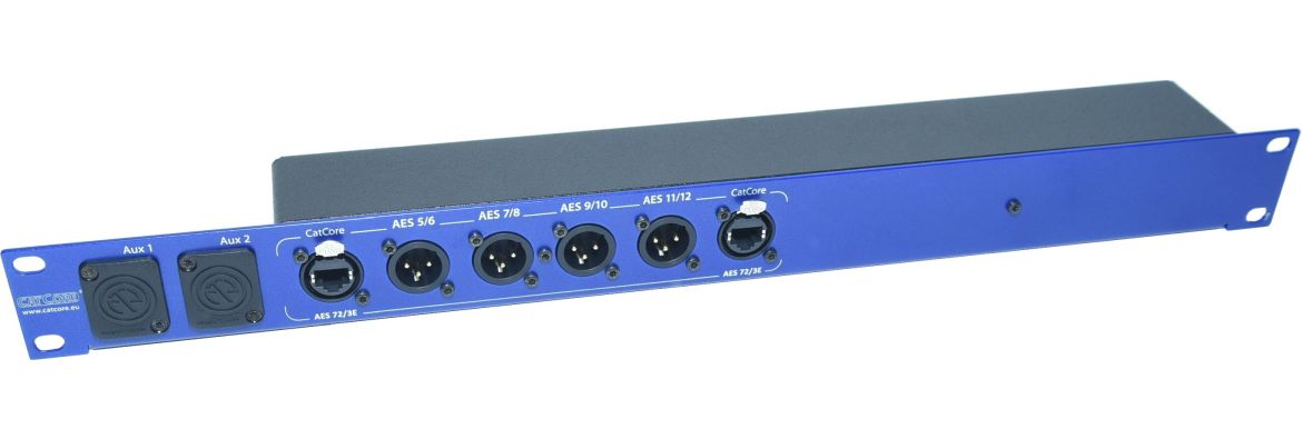 blaue Stagebox für Rack, XLR auf Ethercon / Cat, Link output