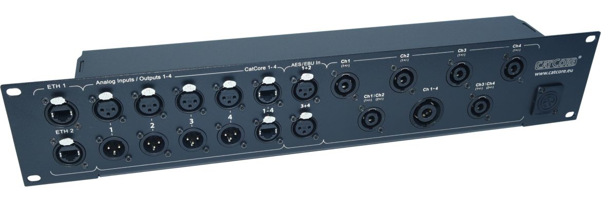 Lautsprecherblende für 4-Kanal Amps mit CatCore und Spakon 4- und 8pol, z.B. Powersoft X4, Outline XO4, LABGruppen PLM, Void Bias Q5