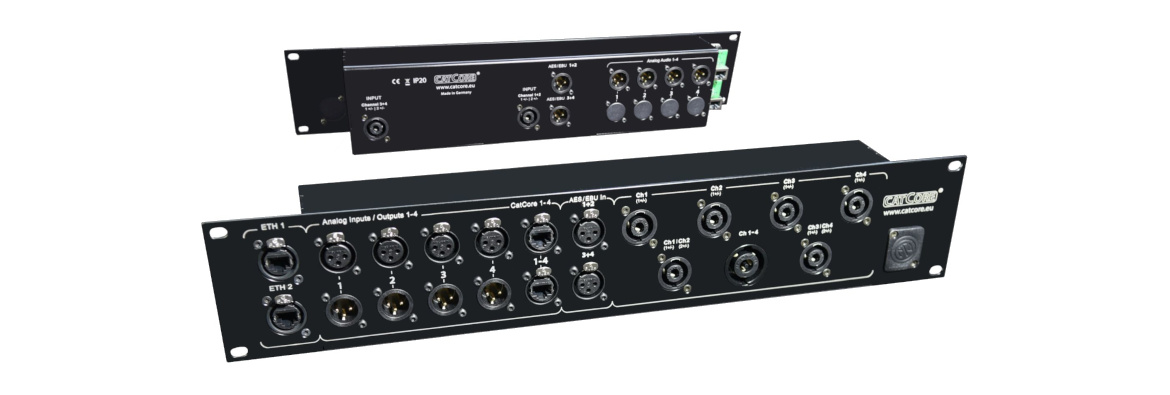 Lautsprecherblende für 4-Kanal Amps mit CatCore und Spakon 4- und 8pol, z.B. Powersoft X4, Outline XO4, LABGruppen PLM