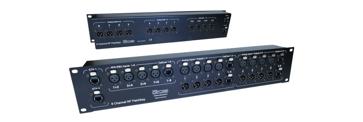 Input Patchbay 8-channel for ampracks with XLR, CatCore, Digital, Ethercon RJ45, e.g. for Powersoft X8 / outline XO8