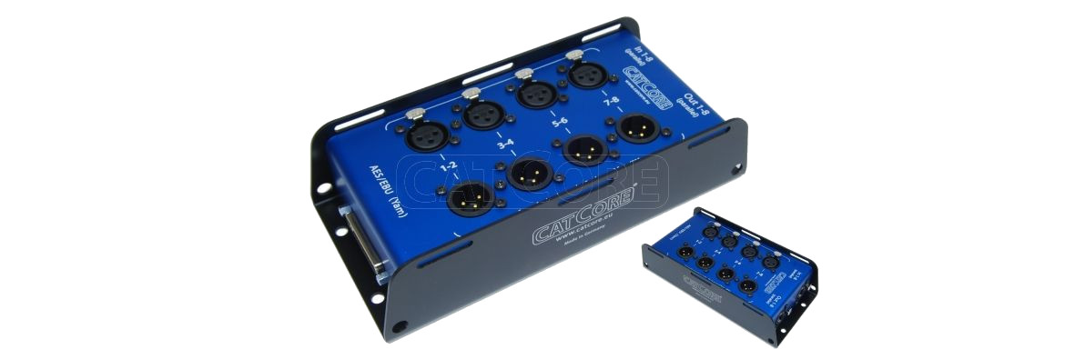CatCore Stagebox double row with SubD25 (Yamaha pinout) to 8x XLR and 2x CatCore